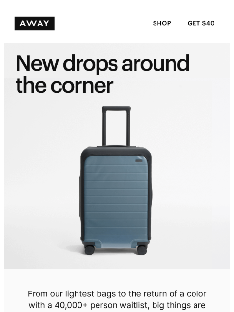 awaytravel newsletter: Sneak peek: new arrivals, landing soon 👀