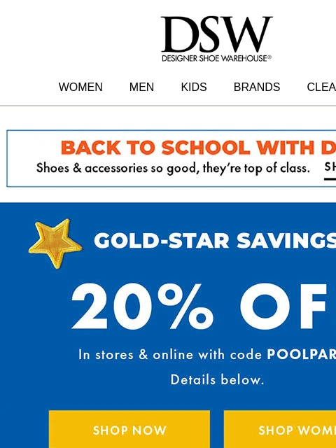 dsw newsletter: Just for you: 20% off (!)