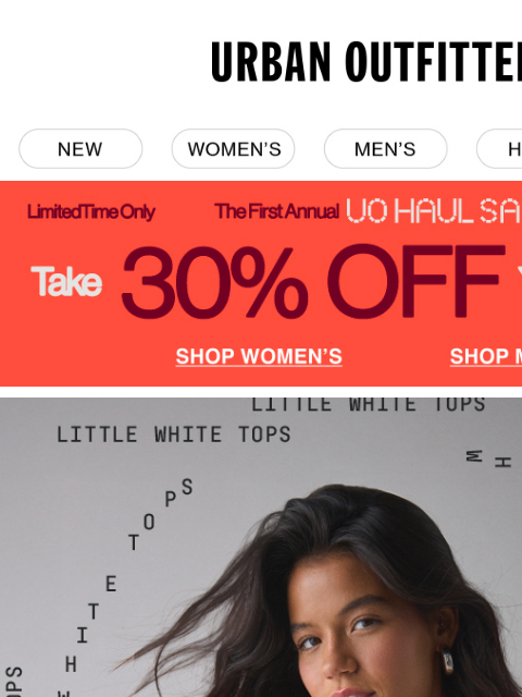urbanoutfitters newsletter: little white tops (+ 30% off your UO haul)
