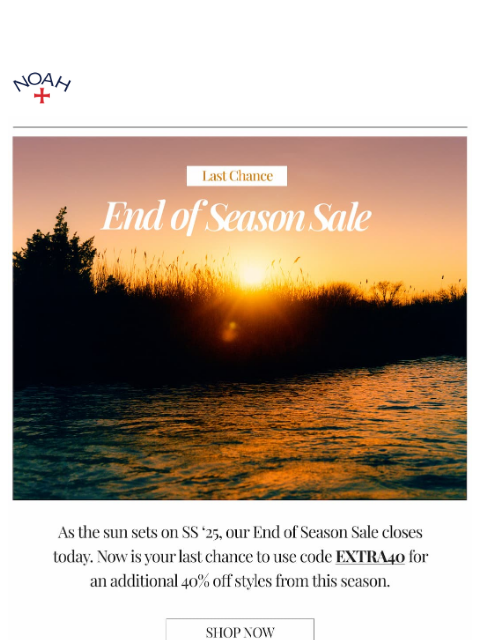 noahny newsletter: Sale Ends Today