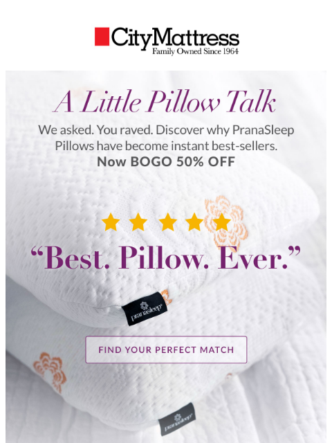 citymattress newsletter: Best. Pillow. Ever. (Just ask our customers 💬)