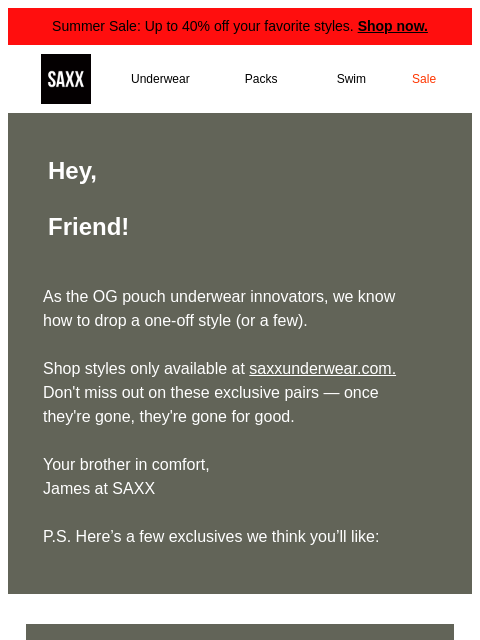 saxxunderwear newsletter: Be the first to shop our online exclusives
