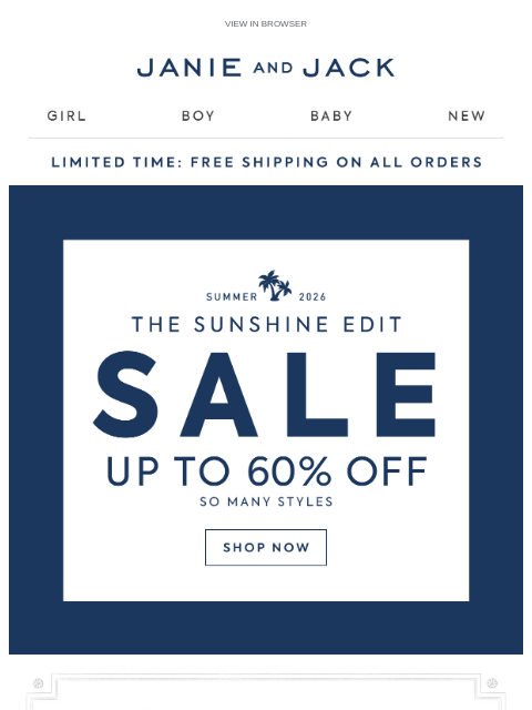 janieandjack newsletter: Now on sale: 100s of styles + free shipping