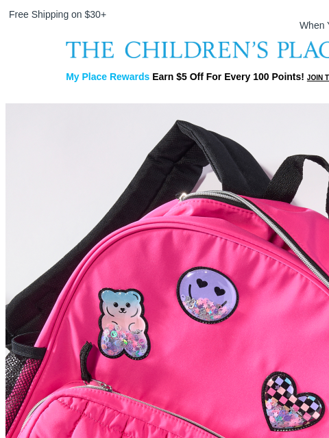 childrensplace newsletter: OMG! 30% OFF Backpacks & Lunchboxes 🎒
