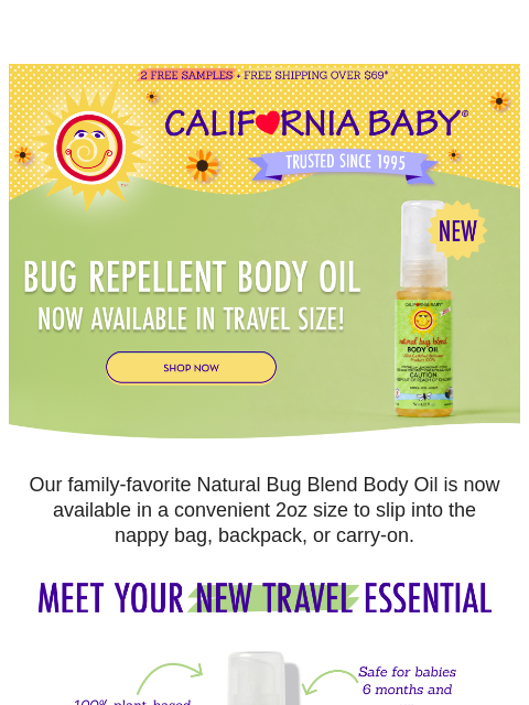 californiababy newsletter: Bug Repellent Body Oil - Now In Travel Size! 🦟