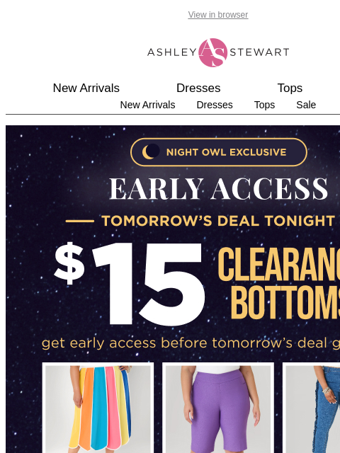 ashleystewart newsletter: 🦉Night Owl — $15 Clearance Bottoms