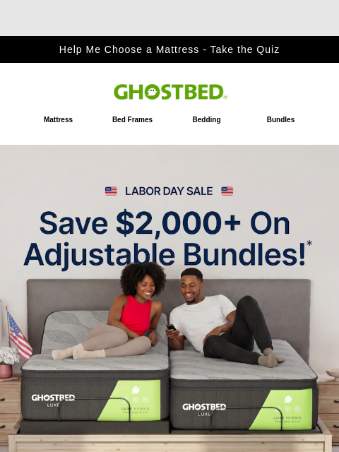 ghostbed newsletter: Labor Day Starts Now: $250 Off Bundles