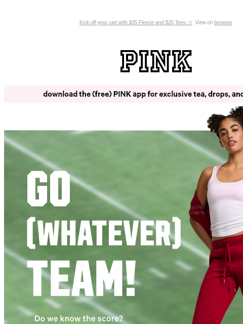 vspink newsletter: Up to $50 Off Your Game-Day Looks 🏉