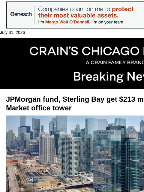 crainalerts newsletter: Sterling Bay gets a boost with Fulton Market refin...