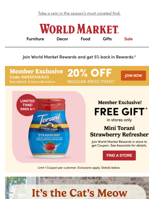 emailworldmarket newsletter: 20% off head-turning swivel chairs 🐆