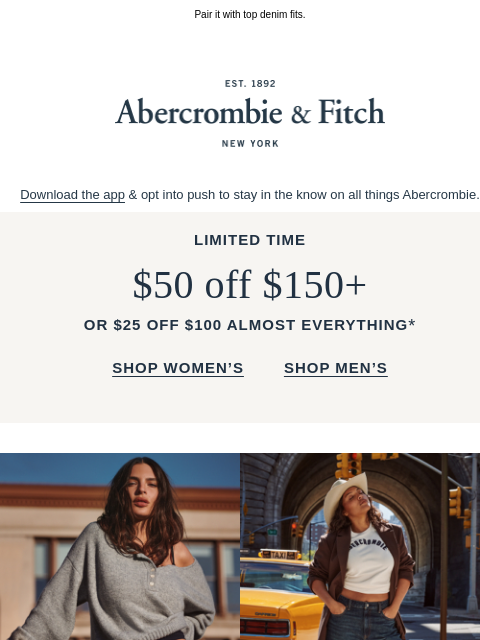 abercrombie newsletter: Things to note today—there's a sale.
