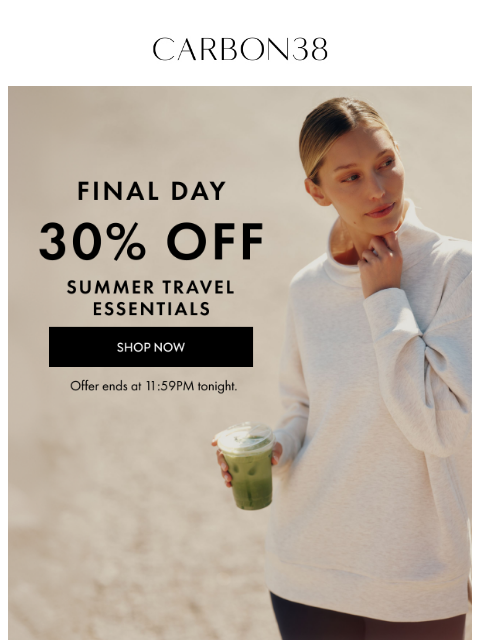 carbon38 newsletter: Last chance to save 30%