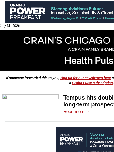crainalerts newsletter: Tempus touts AstraZeneca prospects