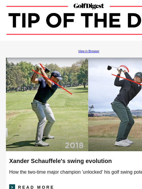 An in-depth look at how the two-time major champion took his swing from good to great. GolfDigest View in Browser Xander Schauffele Xander Schauffele's swing evolution How the two-time major