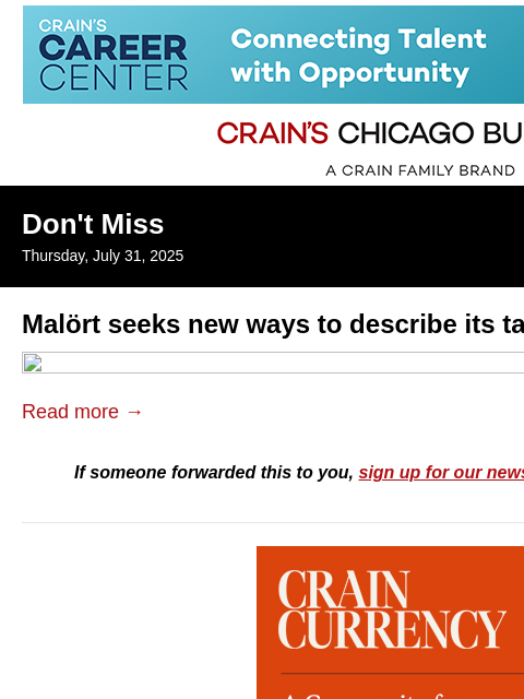 crainalerts newsletter: Malört invites fans to describe its unique taste