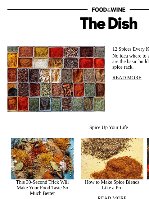 foodandwine newsletter: 12 Spices Every Kitchen Should Have