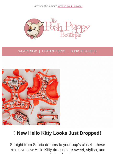 poshpuppyboutique newsletter: Say Hello to the Cutest Drop Yet 😻🎀