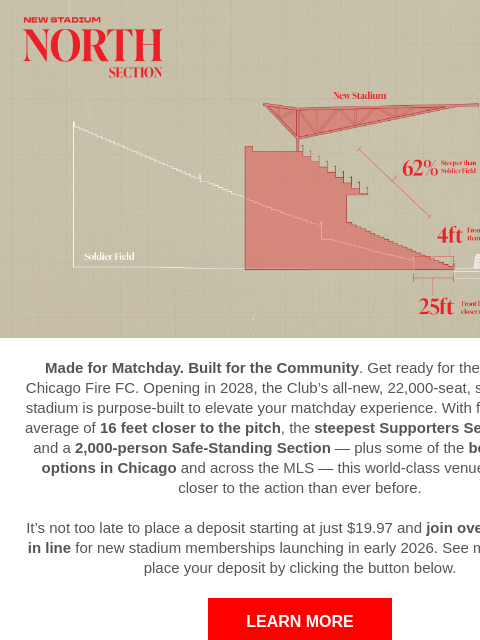 chicagofirefc newsletter: Lower & Closer – Our New Stadium Brings You Into t...