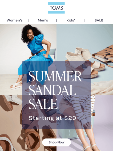 toms newsletter: Sandals Starting at Just $29