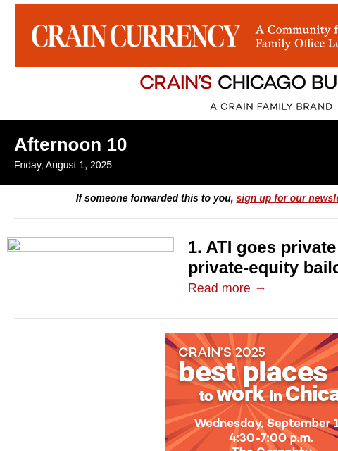 crainalerts newsletter: Physical therapy giant goes private