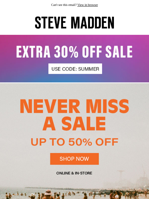 stevemadden newsletter: Last Chance: Up To 50% Off
