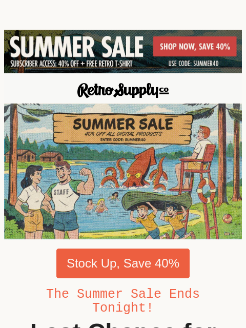 retrosupply newsletter: Last Chance for 40% Off