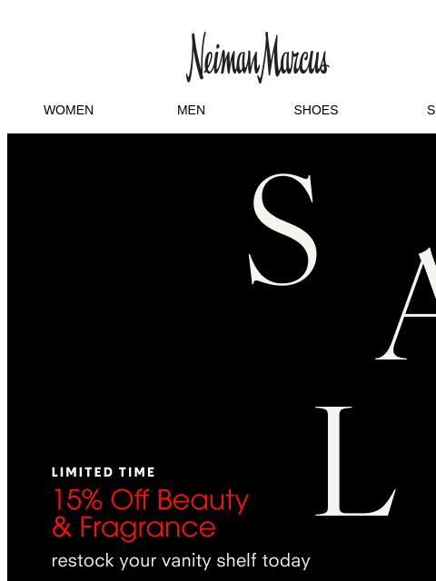 neimanmarcus newsletter: 15% off beauty & fragrance!