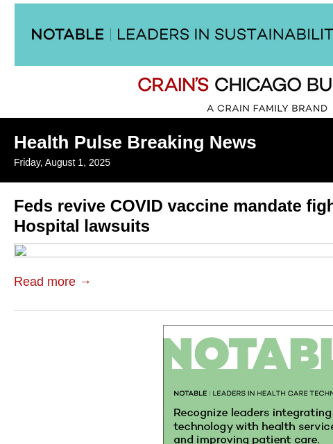 crainalerts newsletter: Silver Cross faces federal lawsuits