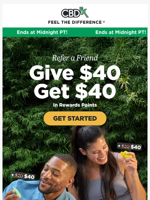 cbdfx newsletter: Last Chance: Earn $40 credit in Rewards Points!