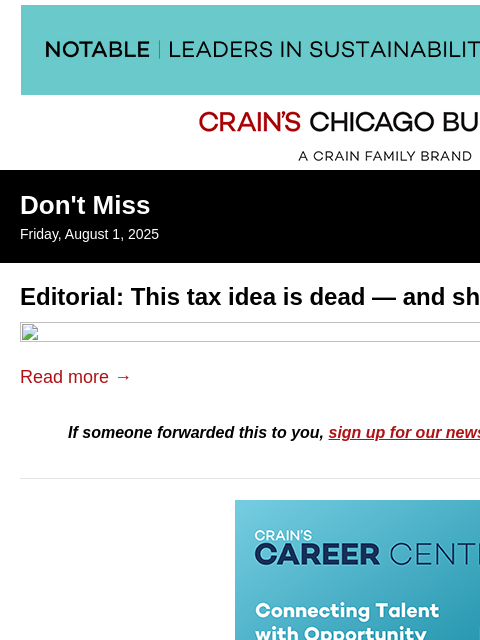 crainalerts newsletter: This tax idea is dead — and should stay that way: ...