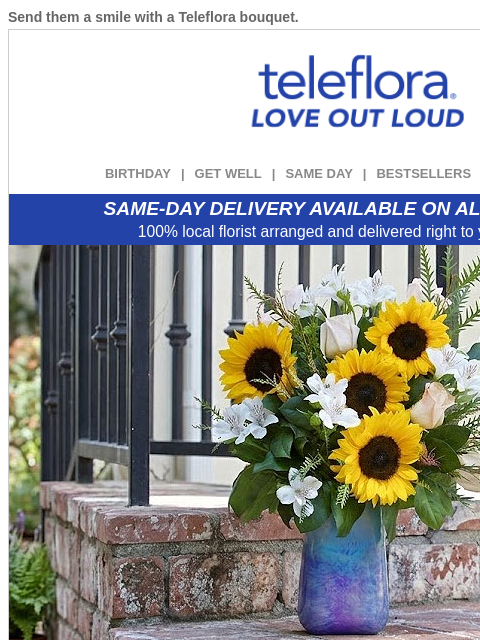 teleflora newsletter: Delight with Sunflowers 🌻 Enjoy 20% Off