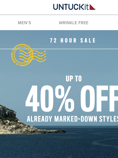 untuckit newsletter: Sale on Sale: Up to 40% Off!