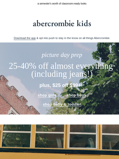 abercrombie newsletter: hoodies, tees & jeans for them