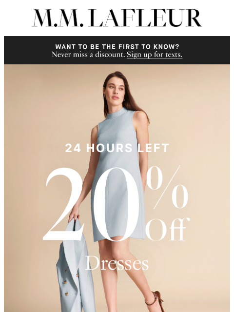mmlafleur newsletter: FINAL HOURS: 20% off dresses