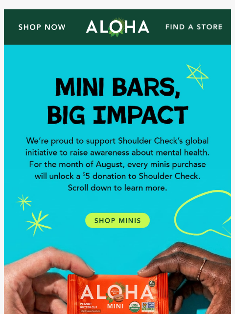 aloha newsletter: Help us donate to youth mental health all of Augus...