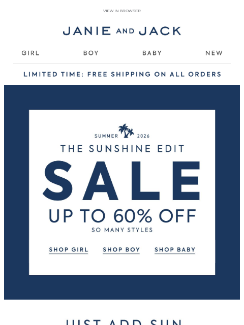 janieandjack newsletter: Trending for summer & up to 60% off