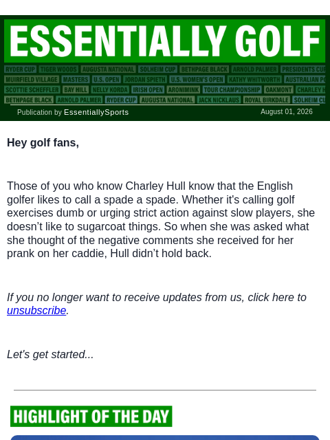 newsbreakexpress newsletter: Charley Hull Silences Haters