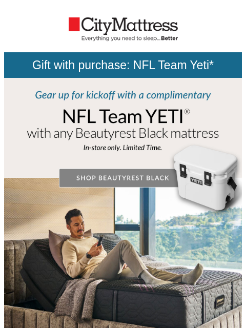 citymattress newsletter: Your new mattress comes with game-day gear.