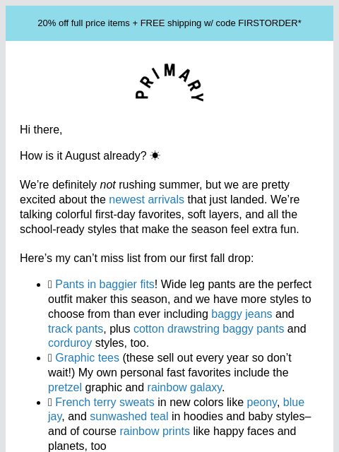 primary newsletter: Your Guide to Our *Newest* Arrivals 🐶👖🧥🪐