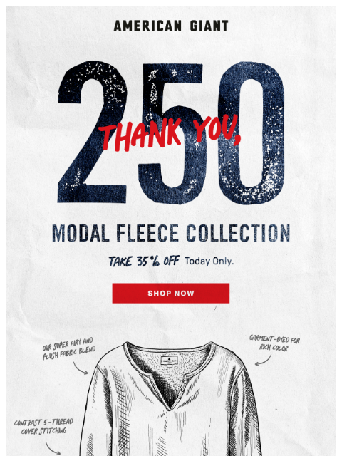 american-giant newsletter: Modal Fleece, Now 35% Off