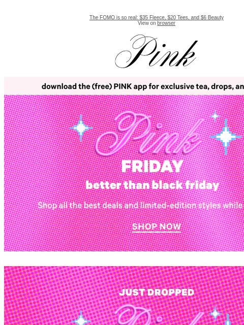 vspink newsletter: HOT PINK DEAL: $20 Bras & 10/$40 Undies