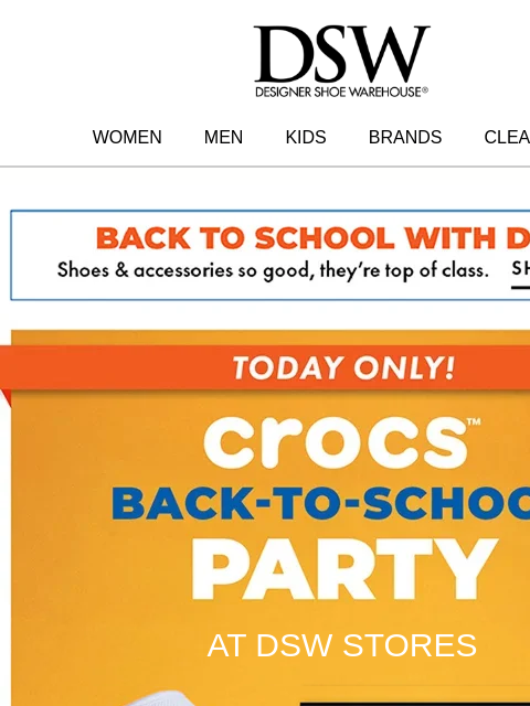 dsw newsletter: TODAY ONLY: 2X points on Crocs in store!