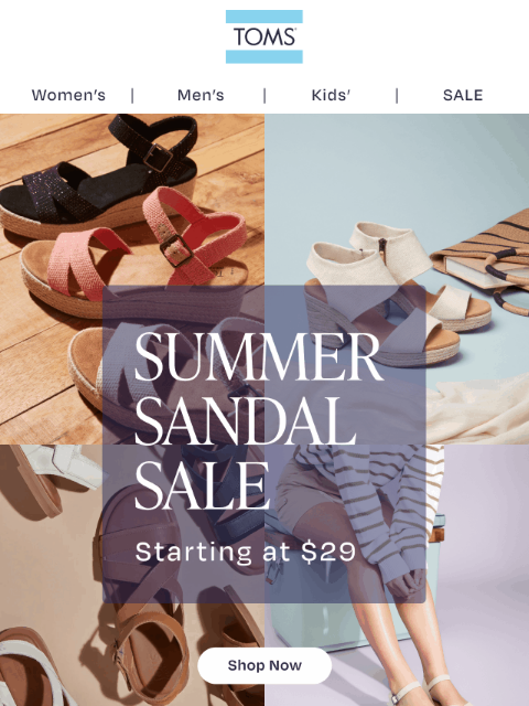 toms newsletter: Summer Sandal Sale Time!