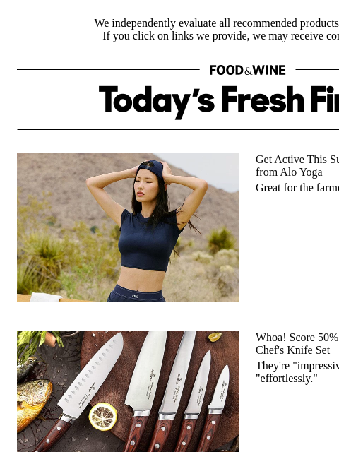 foodandwine newsletter: 50% Off: A Bestselling Chef's Knife Set That's Imp...