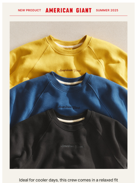 american-giant newsletter: New Style Alert: The Midweight Crew