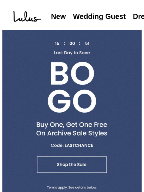 lulus newsletter: Buy One, Get One: 1500+ STYLES UNDER $50* 🤩​