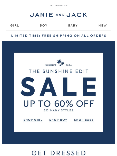 janieandjack newsletter: Free shipping, just for you