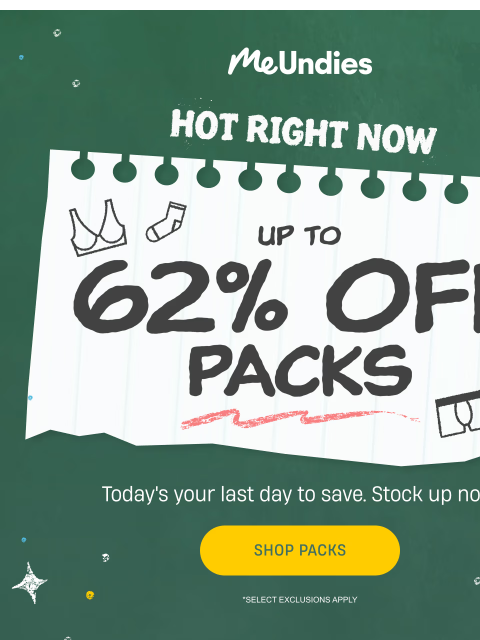meundies newsletter: Selling Fast: Up to 62% off With Packs