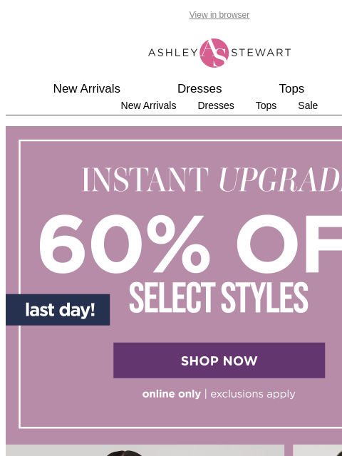 ashleystewart newsletter: 💫60% off Styles🔥