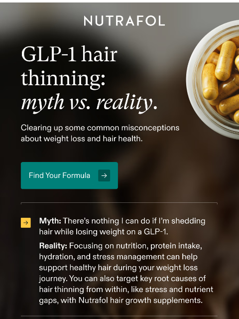 nutrafol newsletter: GLP-1 hair myths, debunked.